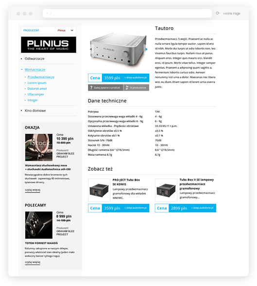 the audioforte screen displaying amplifiers