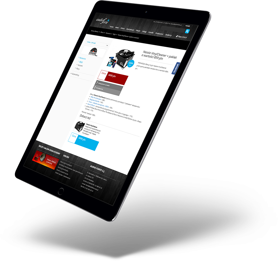 a tablet displaying page with accessories
