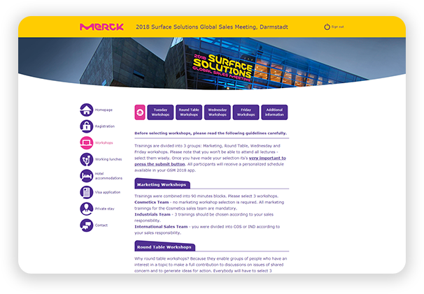 A screen with Merck page