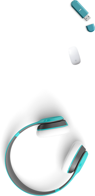 headphones and USB stick