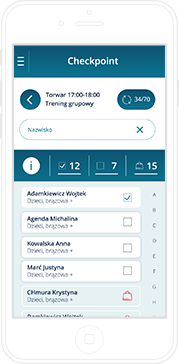A phone with checkpoint app screen