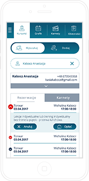 A phone with reception app screen
